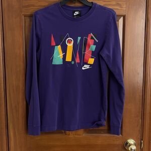 Nike Sportswear “Game Changer” Purple Long Sleeve AIR Abstract Graphic Tee Small